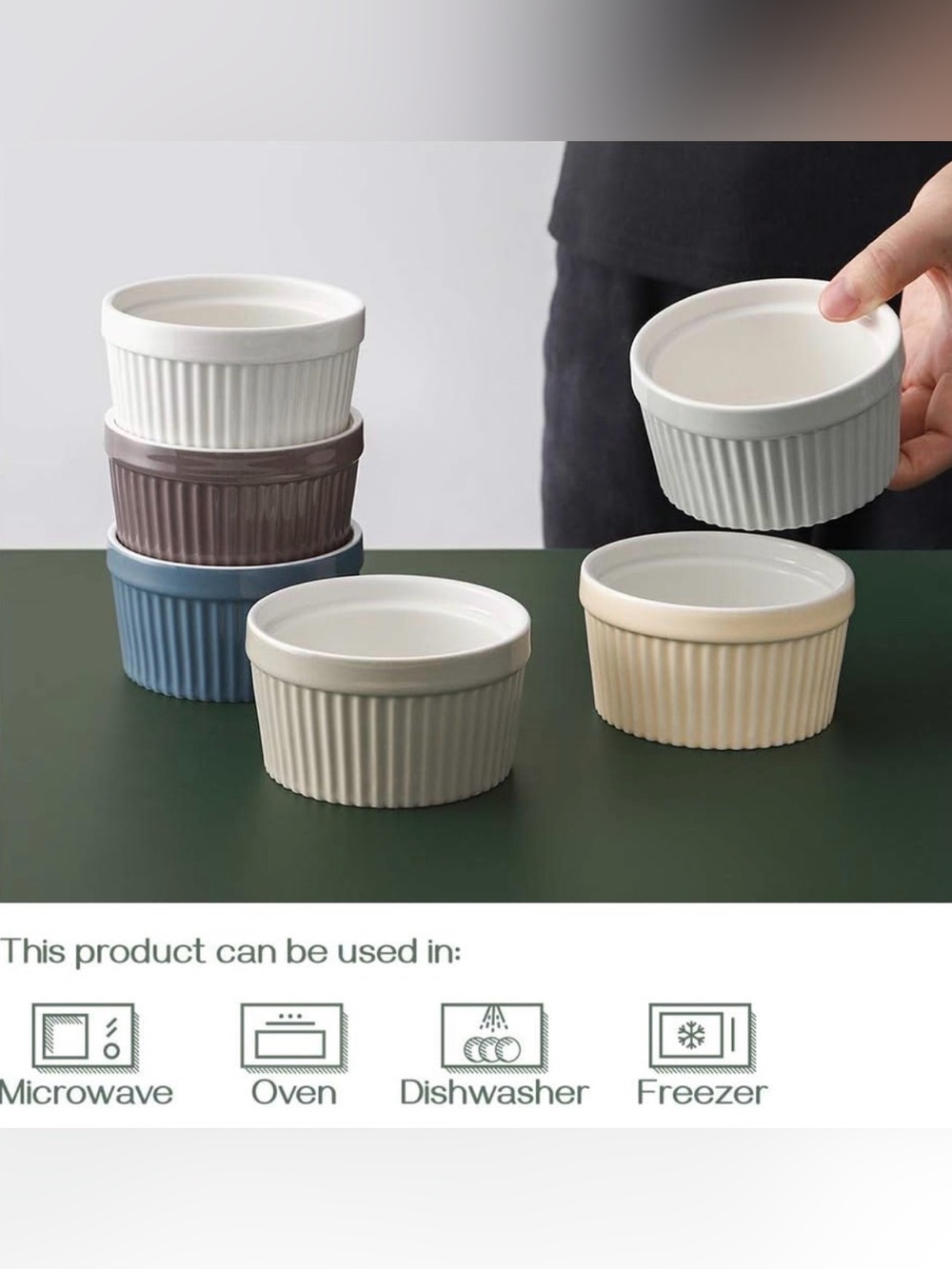 NEW DOWAN Ramekins - Set of 6 Oven-Safe Porcelain Ramekins, 4oz - Picture 4 of 8